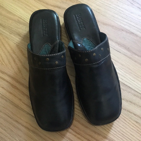Born Black Leather Clogs Size 8 - Picture 2 of 11